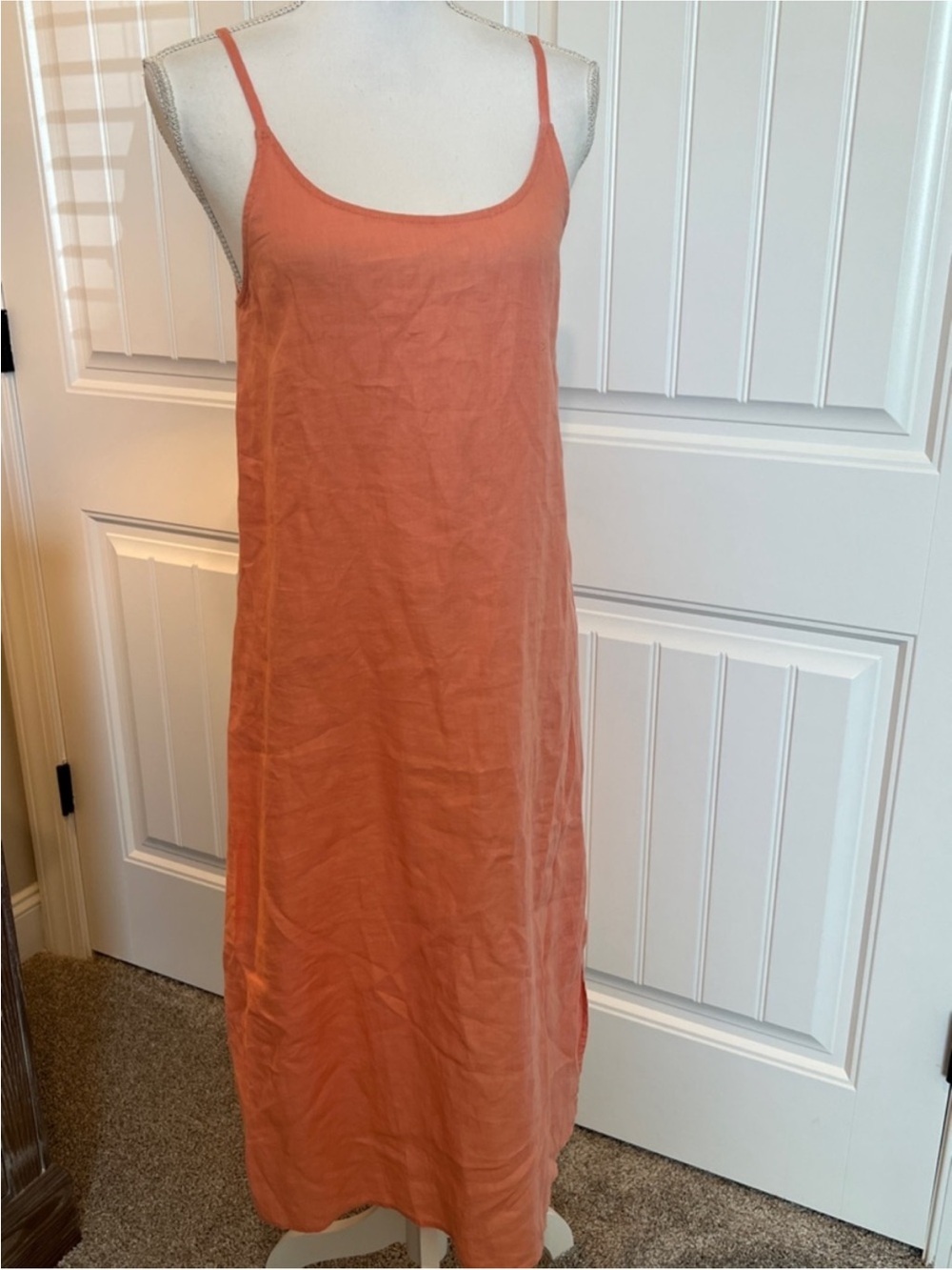 Eileen Fisher Soft Peach Linen Cami Dress - Picture 4 of 14